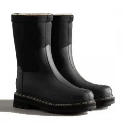 Hunter Women's Refined Stitch Roll Top Sherpa Boots In Black -Blundstone || Sorel || Hunter Shop wfs1010nes blk 3 1100x